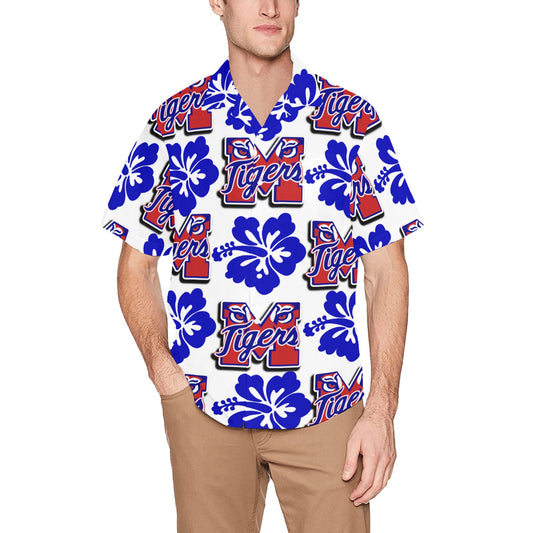 Tigers Hawaiian Mens Button Down Shirt-MCK