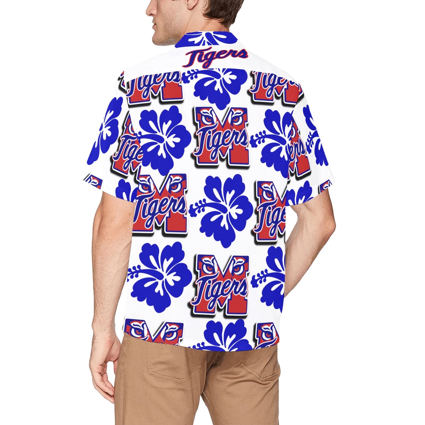 Tigers Hawaiian Mens Button Down Shirt-MCK